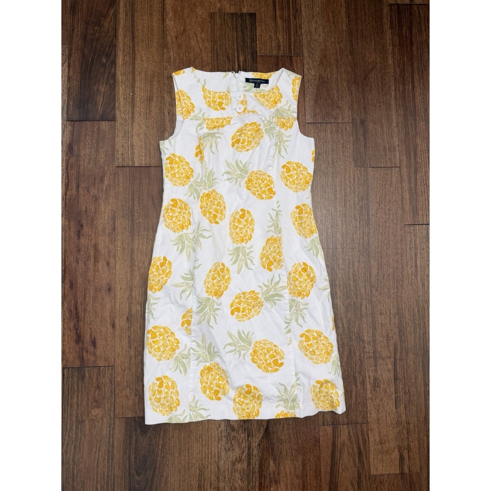 Brooks Brothers Pineapple Print Sheath Dress Size 6P Preppy Tropical Vacation